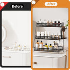 Vintage 3 Tier Spice Rack Organizer for Kitchen Counter, Bathroom Counter Organizer with Bonus Basket, 3 Tier Bathroom Counte