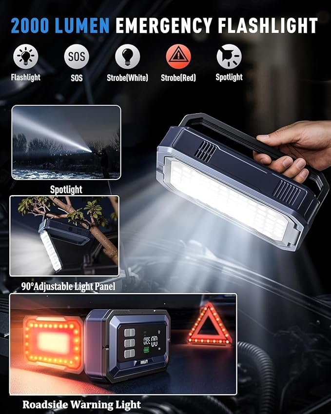 UTRAI Jump Starter with Air Compressor 150PSI, 7000A Peak 12V Jump Box for Car Battery (All Gas/12.0L Diesel), 160W DC