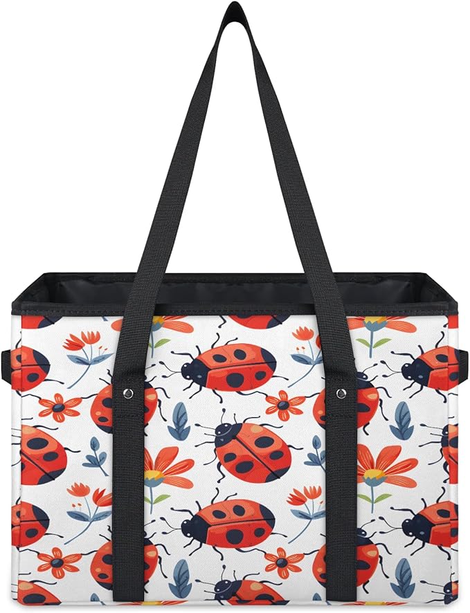 Reusable Grocery Bags Heavy Duty Shopping Bags Foldable Large Tote Bags with Long Handles & Hard Bottom