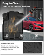 KIWI MASTER Floor Mats for 2016-2021 Honda Civic, Custom Fit All Weather Car Mats, Heavy Duty TPE Floor Liners, Front & Rear 2 Row, Black
