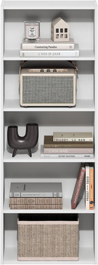 Furinno Basic Book Shelf, 5-Tier Bookshelf, Storage Organizer Bookcase with Open Shelf, 7 x 17 x 44, for Living Room, Bedroom