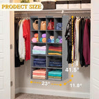 Ofiray-home 5 Tier Hanging Closet Organizer, 14 Compartments Sweater Organizer for Closet with 3 Sturdy Hooks, Closet Organiz