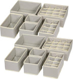 TENABORT 12 Pack Foldable Drawer Organizer Dividers Cloth Storage Box Closet Dresser Organizer Cube Fabric Containers Basket 