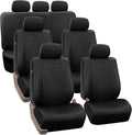 FH Group Car Seat Covers PU Leather 3 Row Car Seat Covers 7 Seater, Airbag Compatible and Split Bench - Fit Most Car, Truck, 