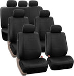 FH Group Car Seat Covers PU Leather 3 Row Car Seat Covers 7 Seater, Airbag Compatible and Split Bench - Fit Most Car, Truck, 