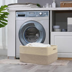 COMFY-HOMI 3 pcs Large Storage Baskets for Shelves, Laundry Basket, Woven Rope Basket, Closet Organizer Bins for Clothes Blan