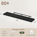 Vivelove 48 Inch Floating Shelves, Deep Wall Shelves with Invisible Brackets, Display Shlf for Bathroom Living Room Kitchen B