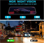 Mirror Dash Cam 4K Front and 2.5K Rear, IMX415 Rearview Mirror Camera for Cars, 5.8GHz WiFi, WDR, G-Sensor, Night Vision, Rev