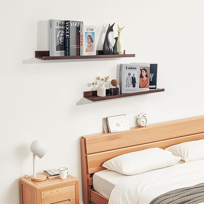 NEXHOME PRO Floating Shelves for Wall Set of 2,24 Inches Picture Ledge Shelf, Kids Bookshelf Wall Mounted for Living Room Bed