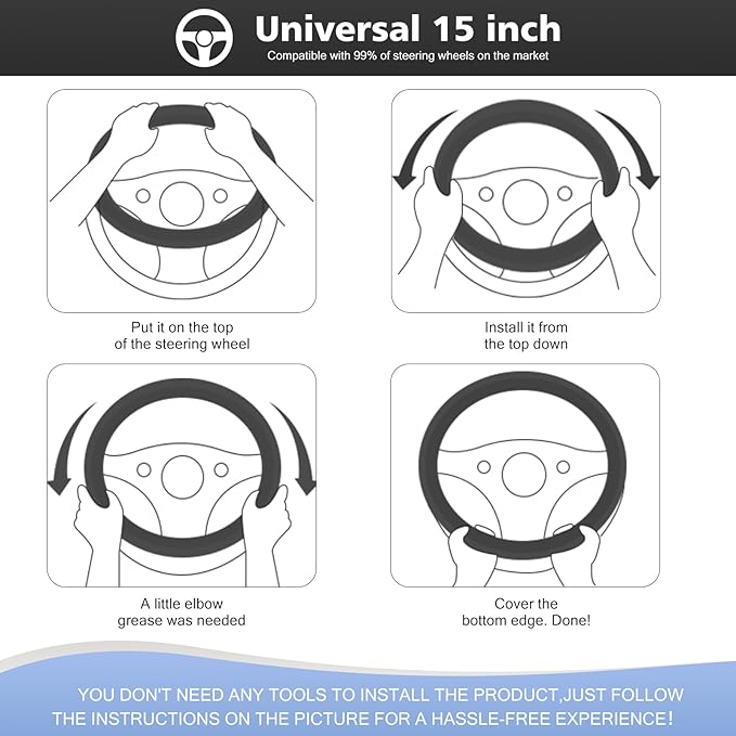 ZHOL Animal Texture Leather Steering Wheel Cover, Built-in Non-Slip Rubber Ring, Non-Toxic, Odorless, Not Fade, Suitable for 