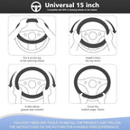 ZHOL Animal Texture Leather Steering Wheel Cover, Built-in Non-Slip Rubber Ring, Non-Toxic, Odorless, Not Fade, Suitable for 