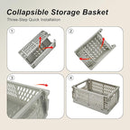 2 Pack Mini Foldable Small Plastic Baskets for Organizing and Storage，Collapsible Storage Crates,Mini Bins for Home Kitchen B