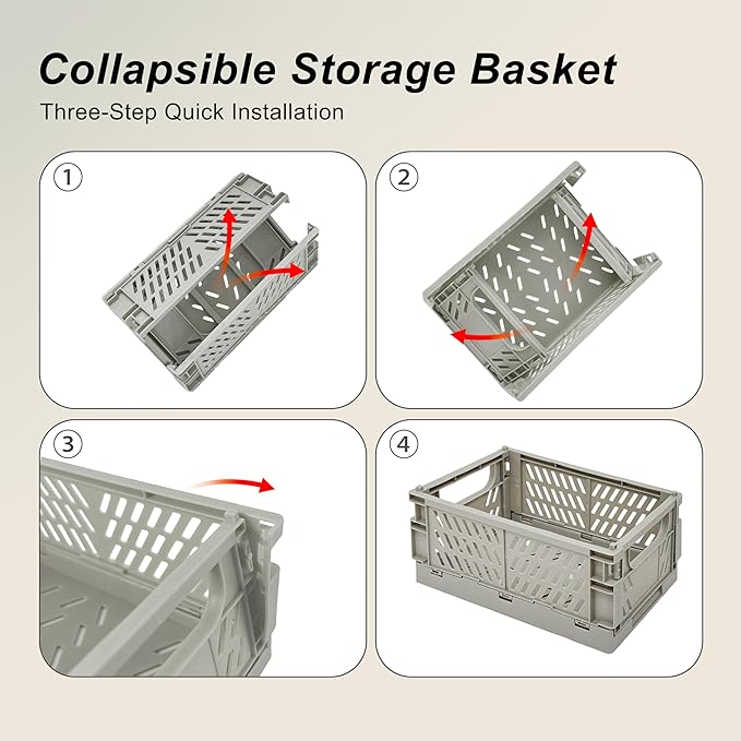 2 Pack Mini Foldable Small Plastic Baskets for Organizing and Storage，Collapsible Storage Crates,Mini Bins for Home Kitchen B