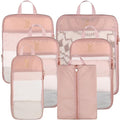 See Through Expandable Compression Packing Cubes, Mesh Travel Packing Cubes for Suitcases, Lightweight Organizers Bag Set for