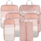 See Through Expandable Compression Packing Cubes, Mesh Travel Packing Cubes for Suitcases, Lightweight Organizers Bag Set for