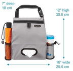 High Road Car Organizer with Car Trash Bin and Tissue Holder - Holds Full Size Tissue Box, Bottles and Wipe Containers - 2 Gal Leakproof Covered Trash Can with Push-Close Lid