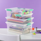 Sterilite 24-Pack Clip Box, Stackable Clear Plastic Bins with Latching Lids, Mini - Writing, Arts or Crafts Supplies Storage 