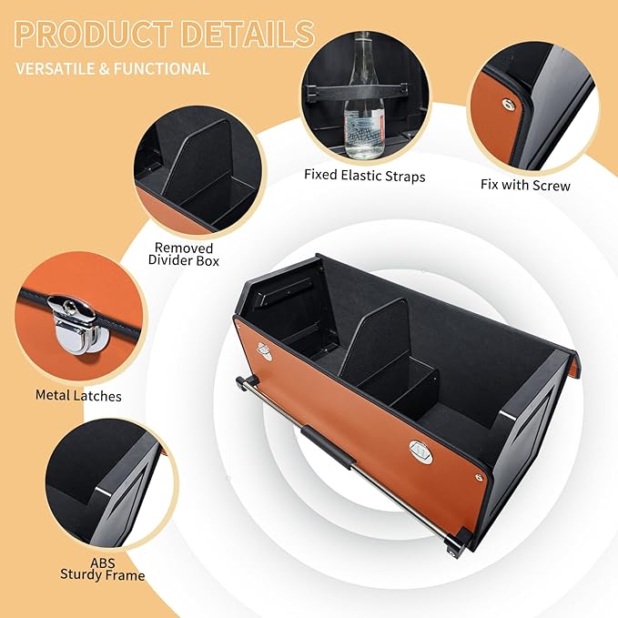 XCF Car Trunk Organizer for SUV, Collapsible Leather Car Storage Trunk Organizer with Lid and Sturdy Handle Car Trunk Leather