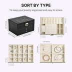Greenfeather Jewelry Boxes for Women, Jewelry Organizer Box with Lid 3 Layers for Necklaces Rings Earrings and Bracelets Box 