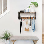 Oraich Wall Hooks with Shelf, Coat Rack Wall Mount for Coat Backpack Key Clothes Hanger, Wall Floating Shelf Hanging in Entry
