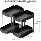 Ukeetap 2 Pack Multi-Purpose Pull-Out Storage Organizers, Under Sink Organizers and Storage for Bathroom & Kitchen, Under Cab