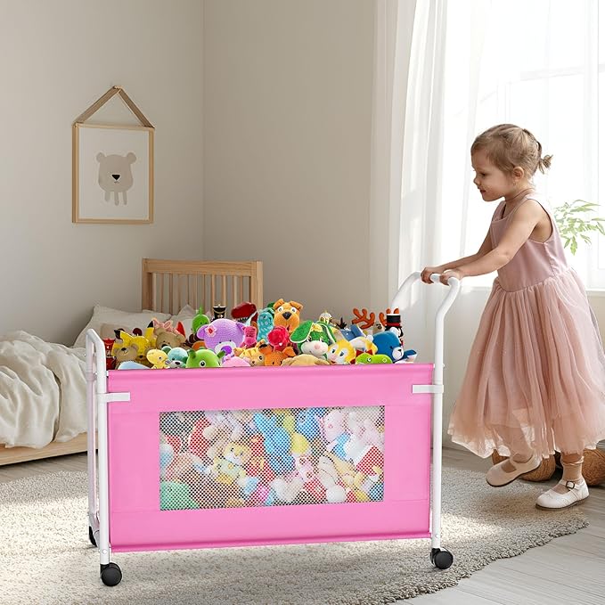 KEEGH Extra Large Toy Box for Kids with 360° Rotating Wheels, Heavy Duty Toy Chest for Boys and Girls, Toy Storage Organizer 