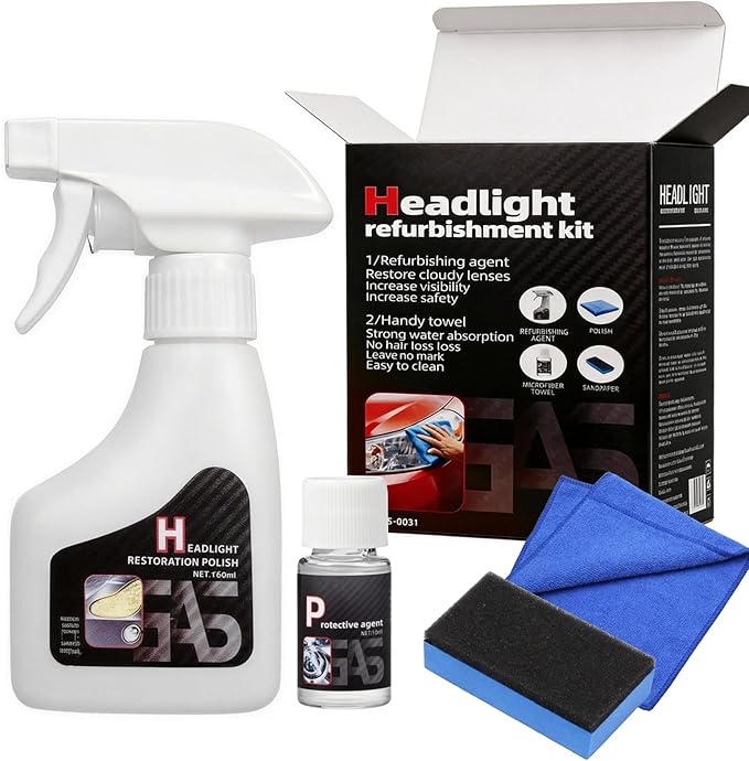 Headlight Restoration Kit - Coating Headlight Cleaner for Cars Trucks Motorcycles & RVs - Restore Yellowing Cloudy & Foggy Le