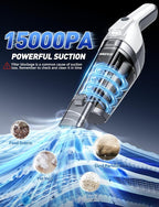 Handheld Vacuum Cordless, 15000PA Powerful Suction Hand Held Vacuum Cleaner, Car Vacuum Portable Cordless with Large-Capacity