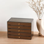 CLUQMEIK 5 Layer Necklace Jewelry Box, Vintage Wooden Jewelry Box with Acrylic Cover Stackable Necklace Storage Organizer for