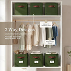 DECOMOMO Storage Bins, Cube Storage Bin with Labels, Fabric Storage Cubes for Shelves (10.5" x 11" / 6pcs, Olive Green)