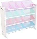 Humble Crew Toy Storage Organizer with 16 Removable Storage Bins for Kids Playroom, 4-Tier Toddler Toy Organization and Stora