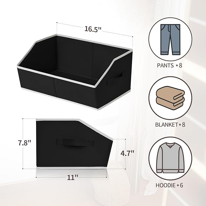 Homsorout Storage Baskets for Shelves - Trapezoid Cube Storage Organizer Bins, Decorative Storage Baskets with Handles, Large