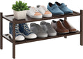 BMOSU 2-Tier Bamboo Shoe Rack Premium Stackable Shoe Shelf Storage Organizer for Hallway Closet Living Room Entryway Organize
