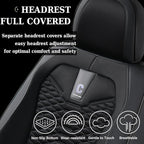 Coverado Car Seat Covers Full Set, 5 Seats Universal Seat Covers for Cars, Breathable Fabric& Faux Leather Auto Seat Cushions
