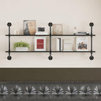 Industrial Pipe Shelf Shelving Bookcase, Wall Mounted Rustic Bookshelf, Floating Bookshelves for Wall,Retro Wood Metal Pipe I