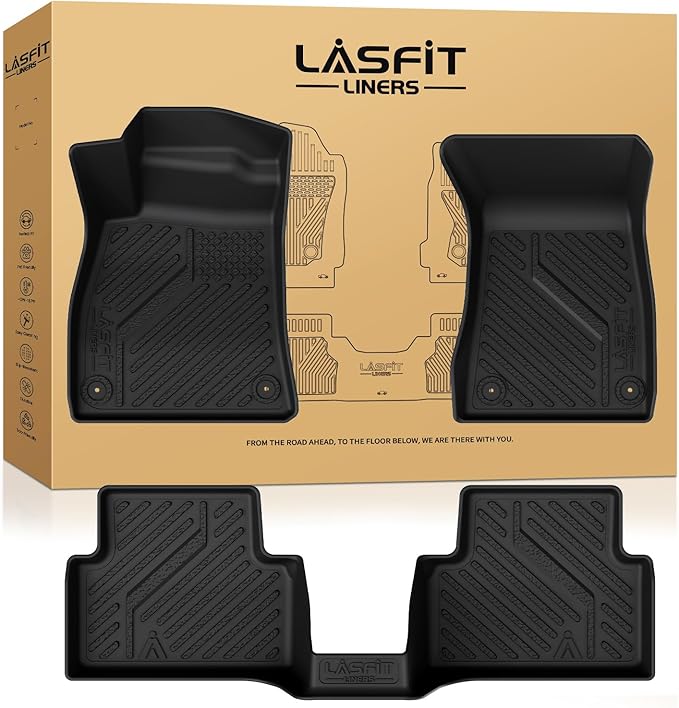 LASFIT Floor Mats for Audi A5/S5 2025-2026(New Body), TPE All Weather Protection Custom Fit 1st & 2nd Row Rubber Floor Liners for Audi A5/S5 Automotive Accessories Car Mats, Black, Easy to Clean