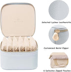 VLANDO Travel Jewelry Box Organizer – Portable PU Leather Jewelry Case with 6/8/12 Zippered Pouches, Compact Storage for Earr