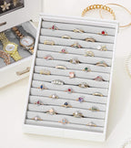 Homde Jewelry Organizer with Transparent Window Necklace Hooks Gift for Women Jewelry Box Display Case for Necklaces Rings Ea