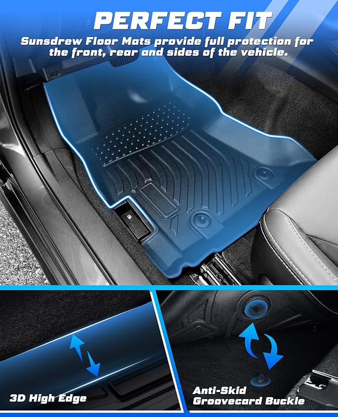 Sunsdrew TPE All Weather Floor Mats, Custom Fit for 2018-2023 Subaru Crosstrek/2017-2023 Impreza, Black, 4 Pc Set