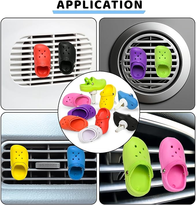 Cute Car Air Freshener, 1 Pack Shoe Shape Car Vent Clip with 2 PCS Refills Solid Fragrance Replacement Pads - Car Decor with 