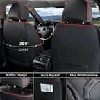 Coverado Car Seat Covers Full Set, Premium Nappa Leather Seat Covers for Car, Waterproof Car Seat Protector with Lumbar Suppo
