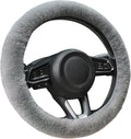 AEGIS Cover Sheepskin Steering Wheel Cover Premium Luxury AUS Genuine Merino Wool All-Season Non-Slip for Cars Fits 14.5-15.5" Wheels (Steel Grey)