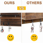 OurWarm Wall Mounted Key Holder/Hangers for Wall Decorative with 5 Key Hooks, Wooden Mail Rack Organizer with Shelf, Rustic H