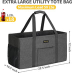 GhvyenntteS Extra Large Utility Tote Bag, Stand Up Utility Tote with Metal Wire Frame & Hard Bottom Board, Reusable Grocery Bags With Handles, Extra Large Beach Bag, Collapsible Car Tote
