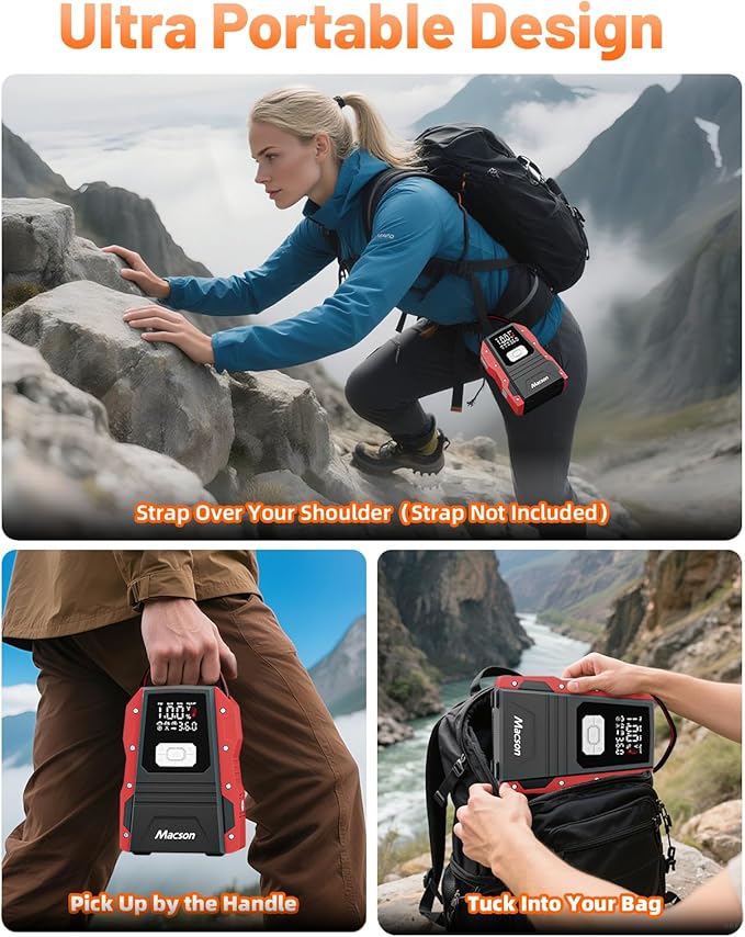 5000A Jump Starter with Air Compressor - Portable 12V Jump Box Battery Pack for 9.0L Gas/8.0L Diesel Engines, Car Jumper