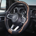 Leopard Steering Wheel Cover, Breathable Microfiber Leather Universal 14.5-15 inch for Most Automotive Steering Wheel Cheetah