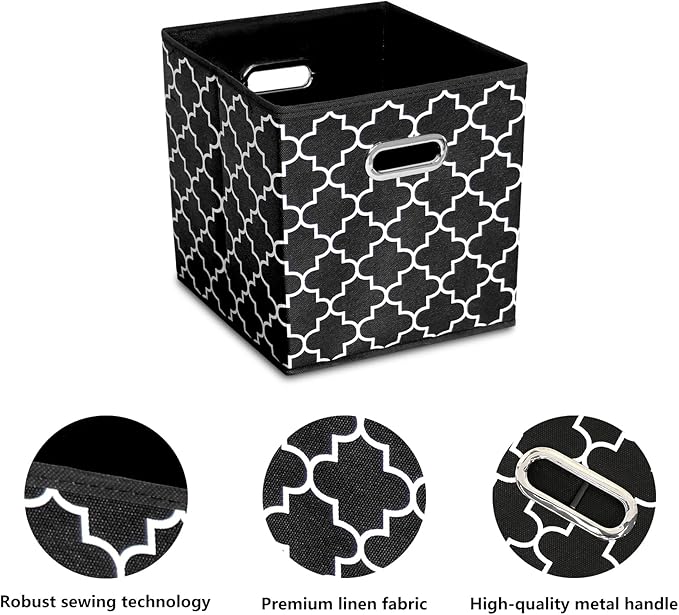 11 Inch Cube Storage Bins , Fabric Cube Organizer Bins with Handle, Foldable Cube Bins for Cloth or Accessary Storage, 11x11x
