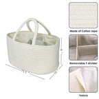 Large Baby Diaper Caddy Organizer for Girl Boy Rope Nursery Storage Bin Basket Portable Holder Tote Bag for Changing Table Ca