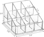 Foraineam 6 Pack Lipstick Holder Organizer, 9 Spaces Clear Lip Stick Storage Stand Container, Small Cosmetic Beauty Makeup Di