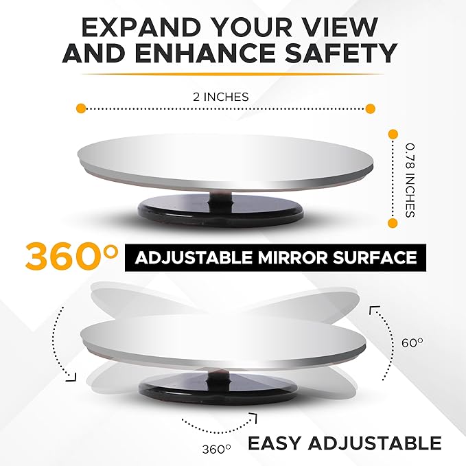 EcoNour Blind Spot Mirror for Car (2 Pack) - 3X Larger View, Convex Rear View Blind Spot Mirrors, 2" Round HD Side Blindspot, Wide Angle Adjustable Blindspot Mirror for Car SUVs & Trucks
